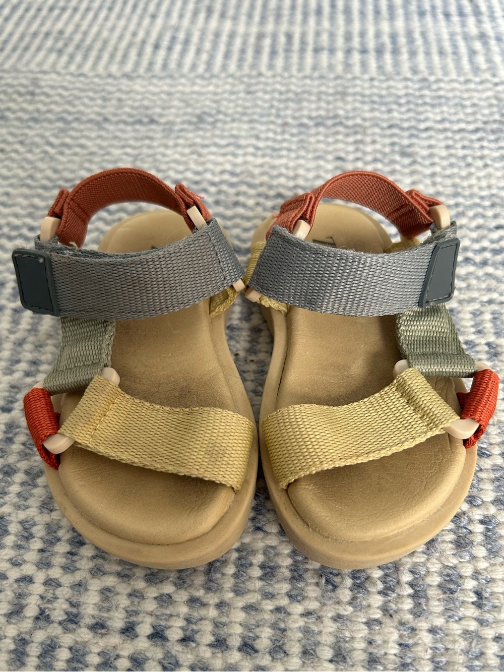 Zara Kids Multicolor Strappy Sandals - Yellow, Gray & Rust